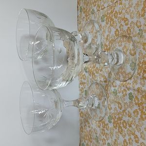 Vintage etched glassware white wine stemware